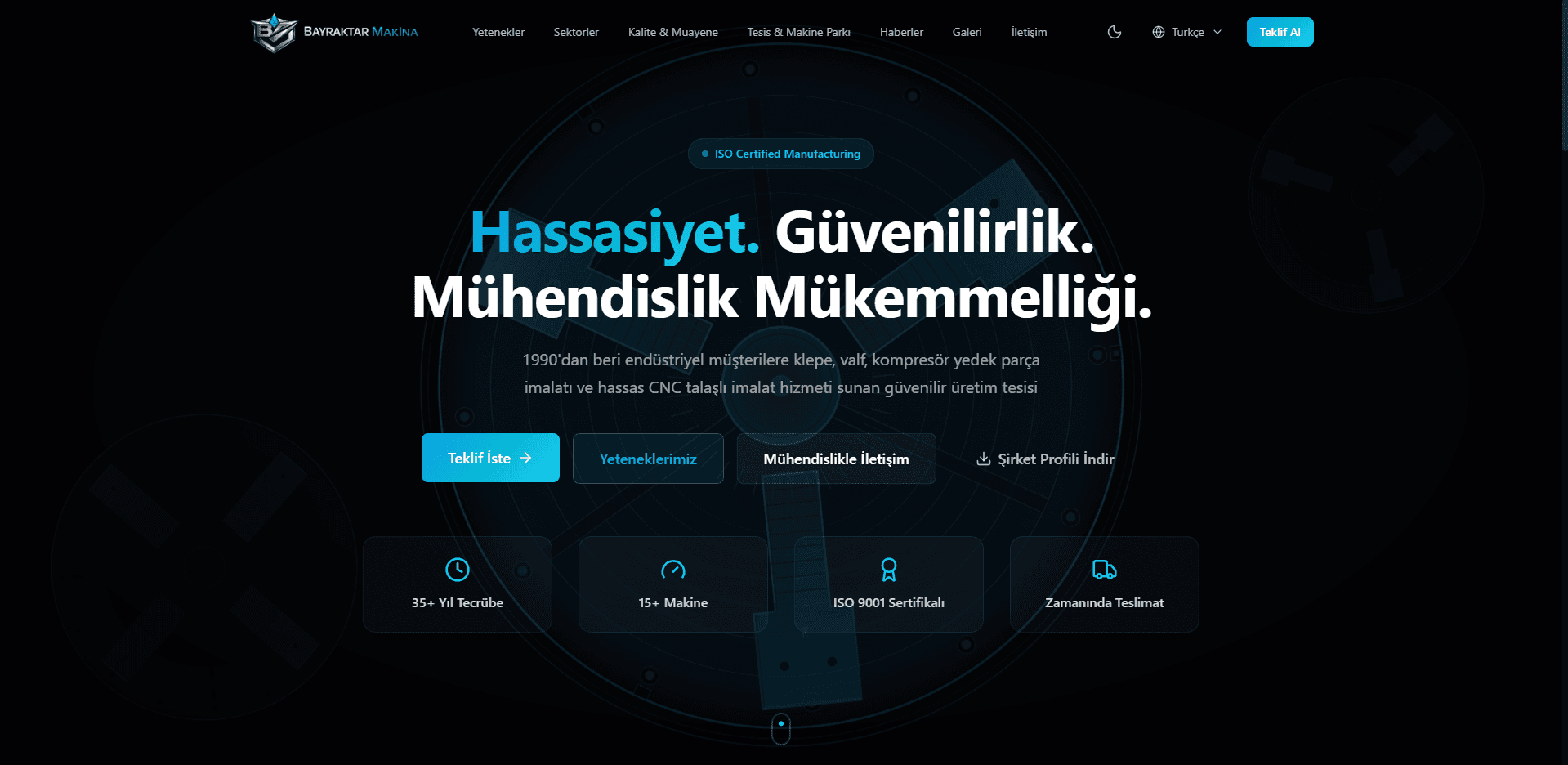Bayraktar Makine web sitesi görünümü